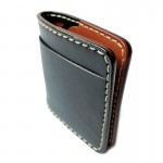 Simone BT Wallet Handmade กระเป๋าสตางค์ผู้ชาย เย็บมือ สีดำสลับสีน้ำตาลแทน หนังฟอกฝาด