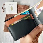 Vslim Wallet กระเป๋าผู้ชาย หนังแท้ ฟอกฝาด สีดำ Handmade 