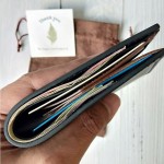 Vslim Wallet กระเป๋าผู้ชาย หนังแท้ ฟอกฝาด สีดำ Handmade 