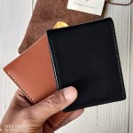 Vslim Wallet กระเป๋าผู้ชาย หนังแท้ ฟอกฝาด สีดำ Handmade 