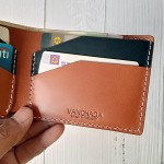 Vslim Wallet กระเป๋าผู้ชาย หนังแท้ ฟอกฝาด สีน้ำตาลแทน  Handmade 