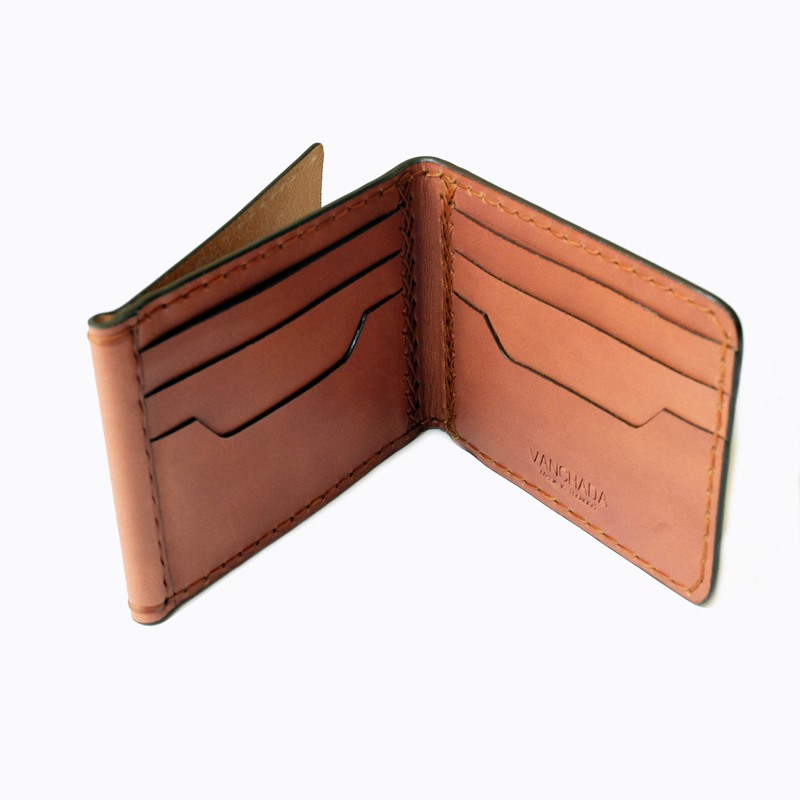 Z. Wallet Saddle Saddle Tan Money Clip Bi-fold V3.1 Handmade กระเป๋าสตางค์สำหรับผู้ชาย