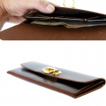 กระเป๋าสตางค์ ใส่ธนบัตร ใบยาว สีน้ำตาล Minimal Wallet ferro di cavallo Design Dark Brown color