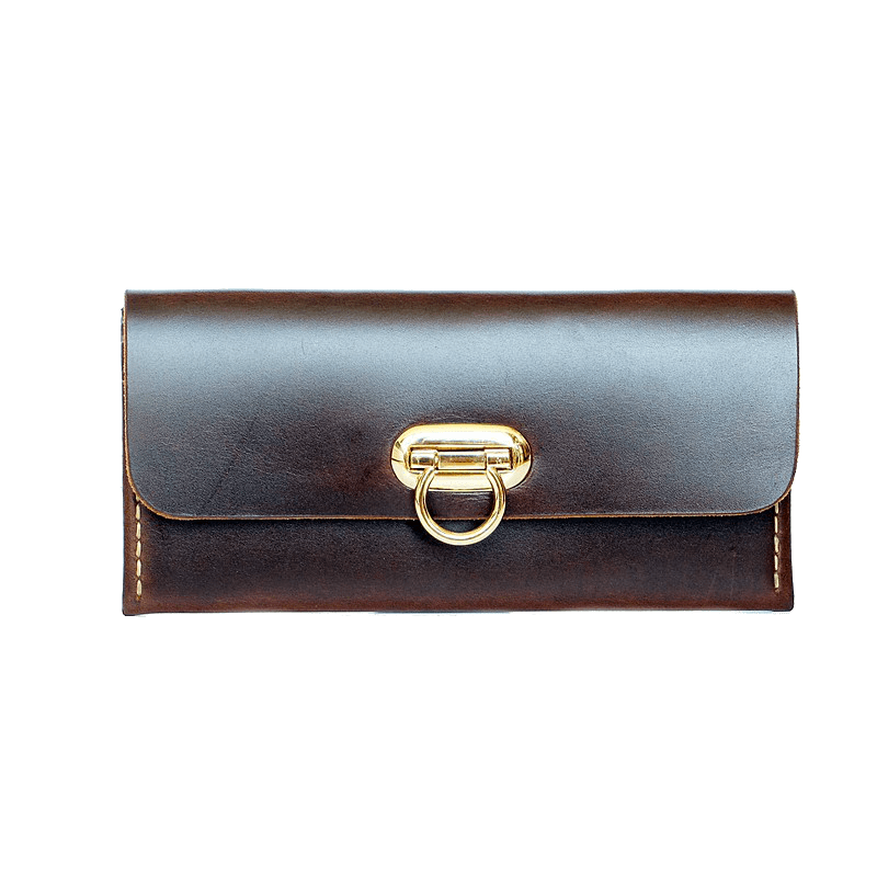 กระเป๋าสตางค์ ใส่ธนบัตร ใบยาว สีน้ำตาล Minimal Wallet ferro di cavallo Design Dark Brown color
