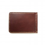 Money Clip Wallet handmade Rusty Red Color กระเป๋าสตางค์หนังแท้ สำหรับผู้ชาย เย็บมือ