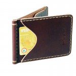 Money Clip Wallet handmade Rusty Red Color กระเป๋าสตางค์หนังแท้ สำหรับผู้ชาย เย็บมือ