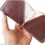 Money Clip Wallet handmade Rusty Red Color กระเป๋าสตางค์หนังแท้ สำหรับผู้ชาย เย็บมือ