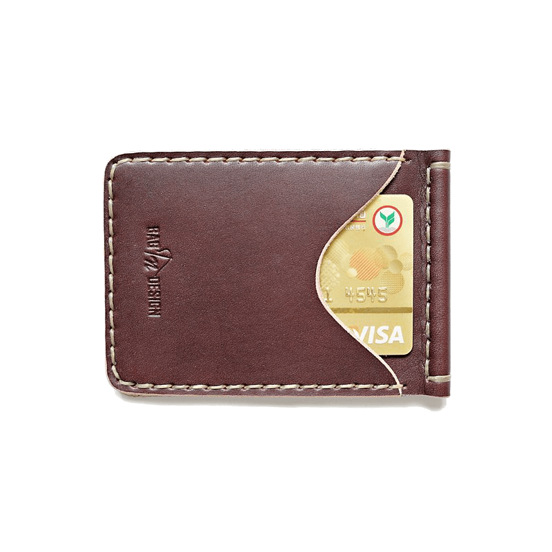 Money Clip Wallet handmade Rusty Red Color กระเป๋าสตางค์หนังแท้ สำหรับผู้ชาย เย็บมือ