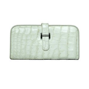 กระเป๋าหนังจระเข้แท้ Wallet Paddock Crocodile Snow 